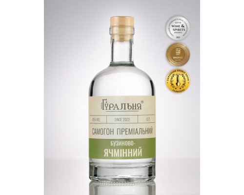 Самогон преміальний Бузиново-Ячмінний 0,7 л., 45% vol.